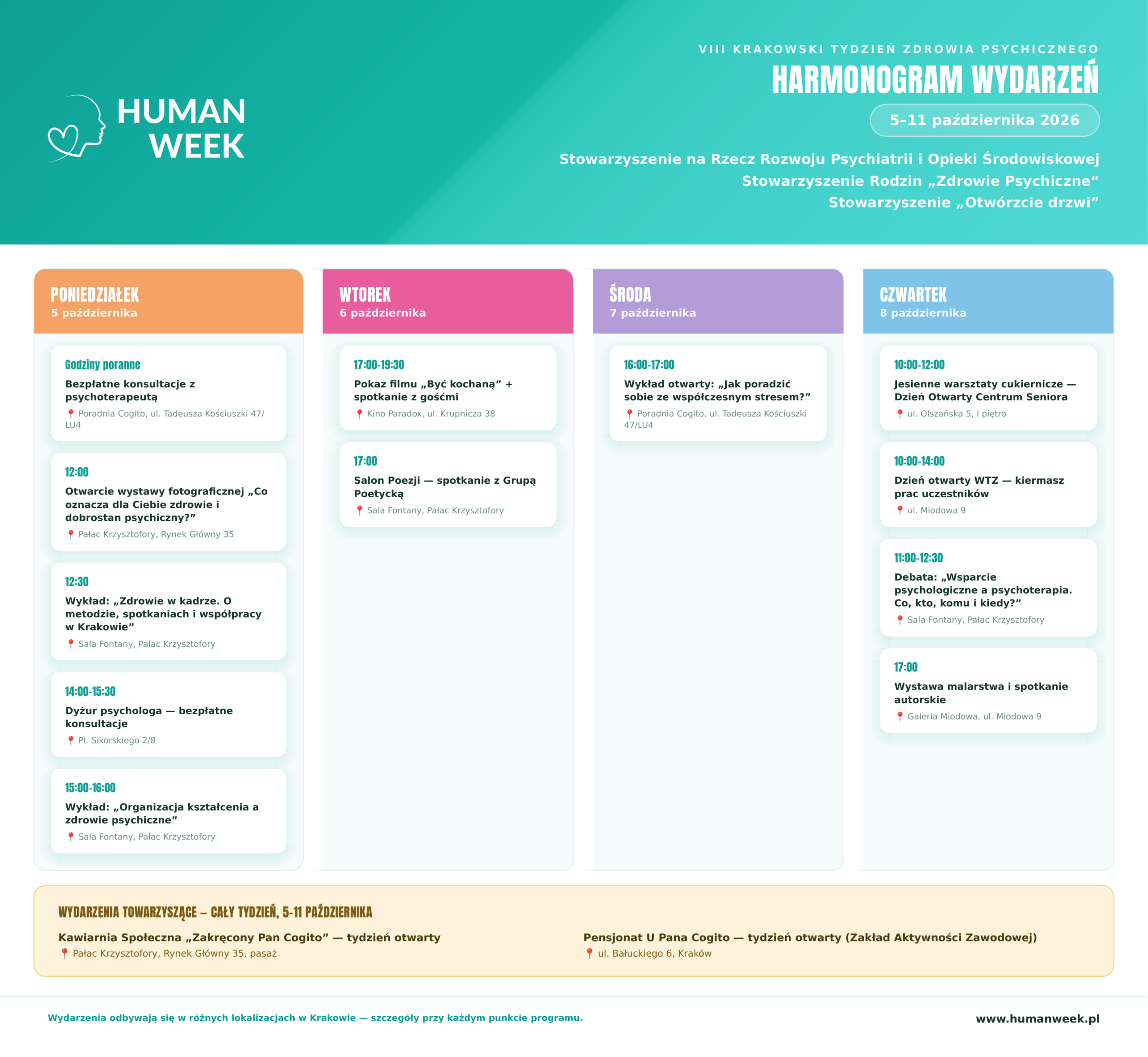 Plan wydarzeń — Program Stowarzyszenia na rzecz Rozwoju Psychiatrii i Opieki Środowiskowej i Partnerów
